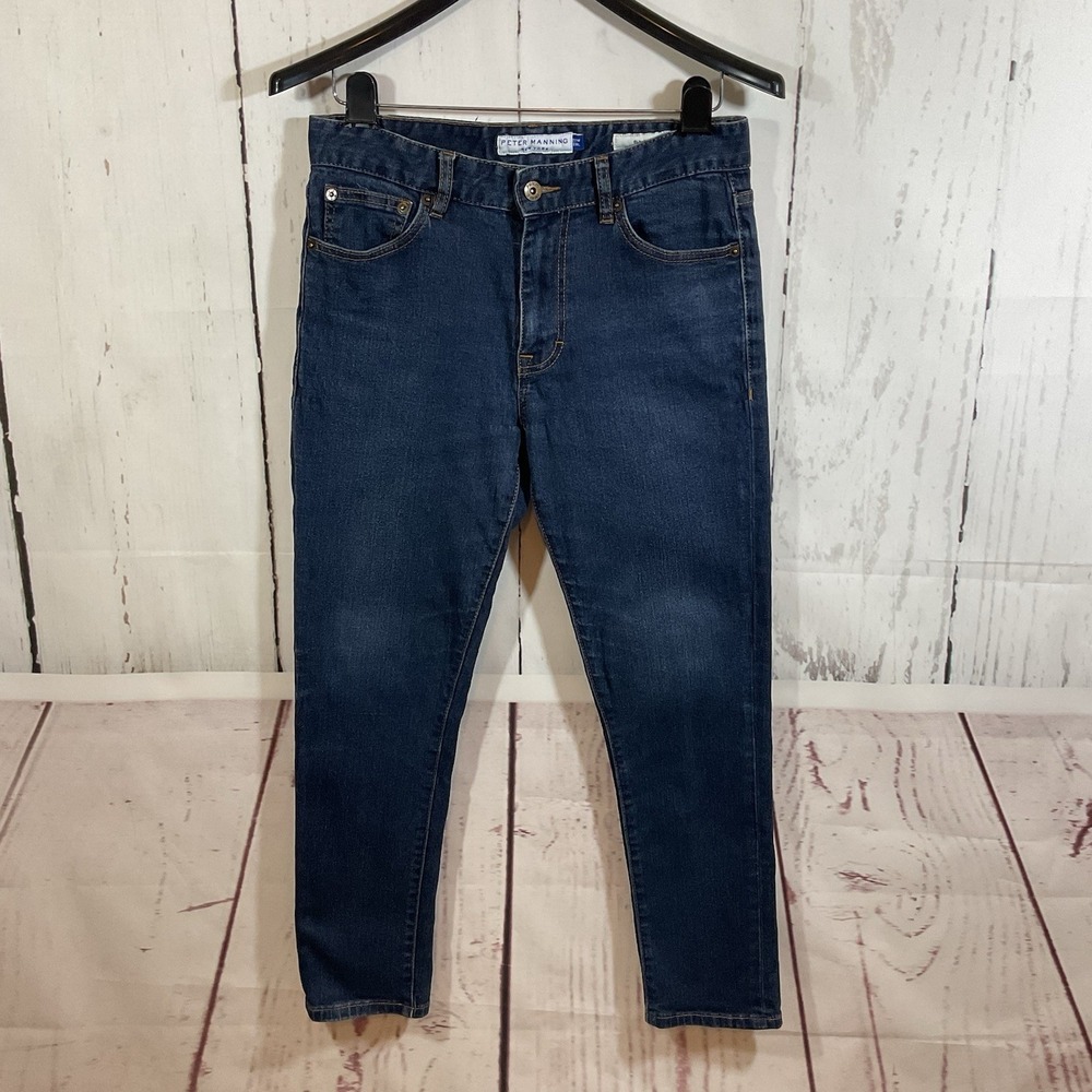 Peter Manning PMNYC Slim Fit Jeans Mens 29x28 Blue‎ Dark Wash Stretch Denim